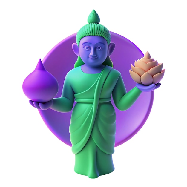 PSD a figurine of the god with a purple pot in his hand