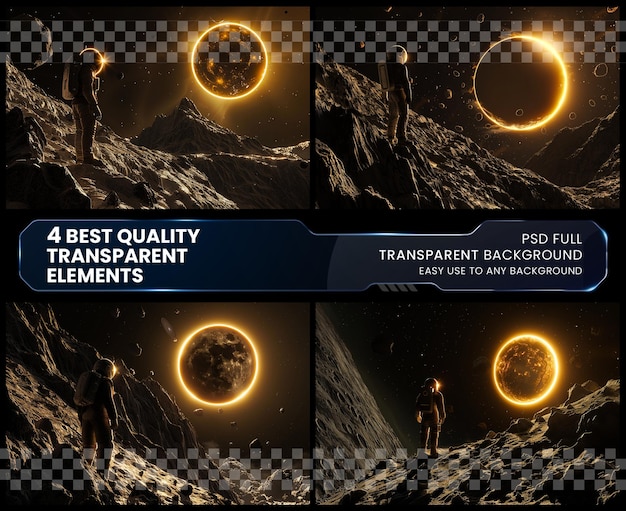 PSD the final eclipse 3d illustration of science fiction on transparent background