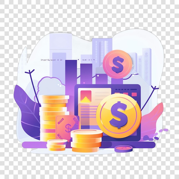 PSD finance concept realistic photo isolated on transparent background