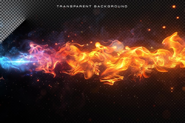 Fire and blue smoke Beam VFX Special Effect on Transparent background