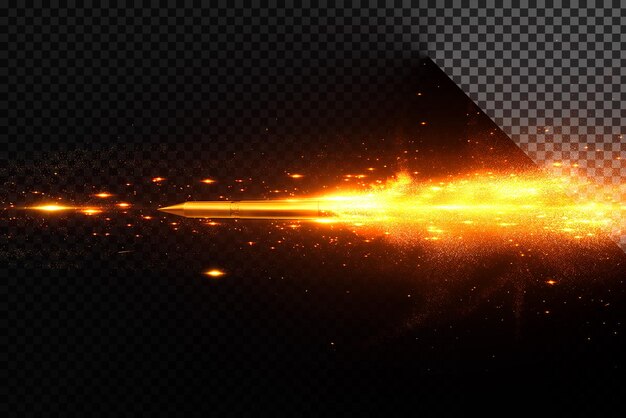 PSD fire on a dark background with a bright flame and sparks