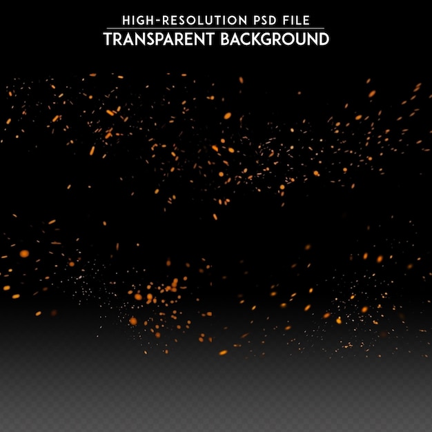 PSD fire embers particles over black background