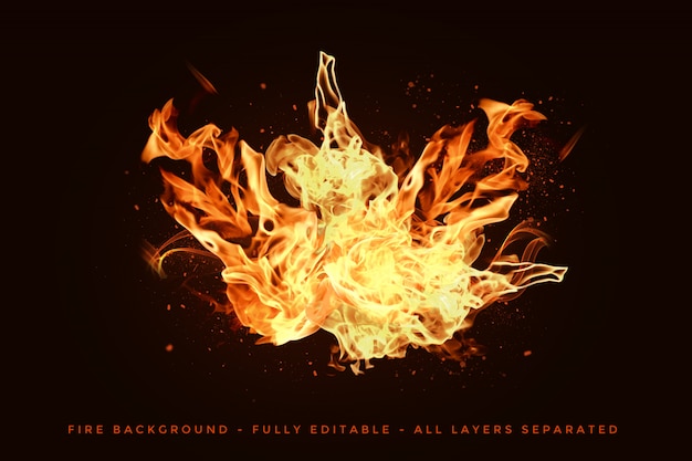 PSD fire flames on black background