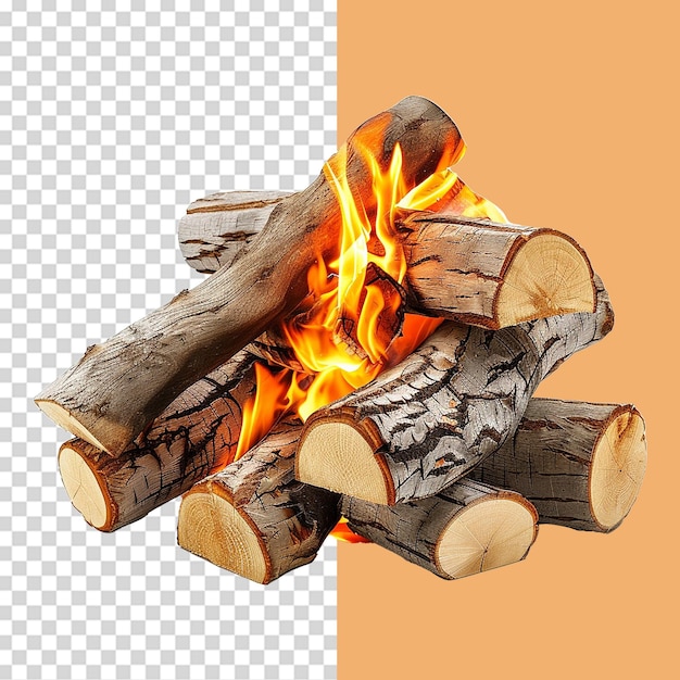 PSD fire logs isolated on transparent background