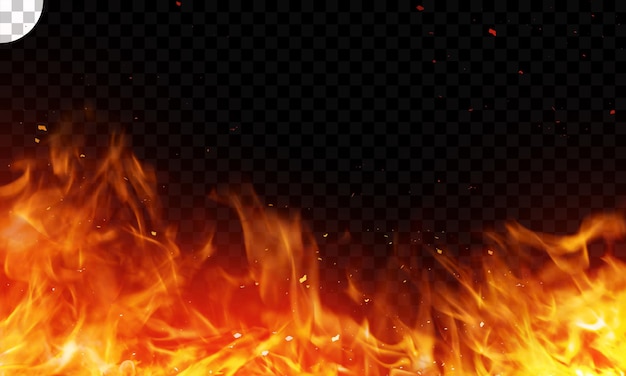 PSD fire and spark on transparent background