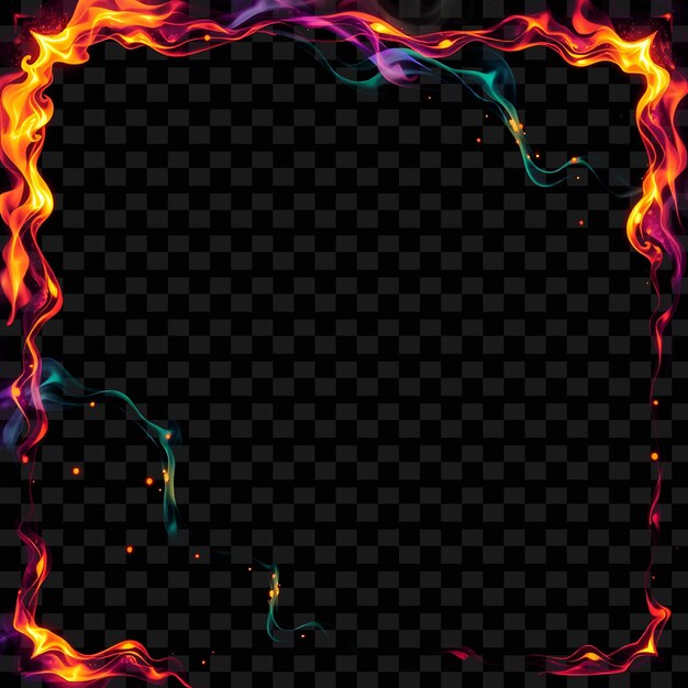 PSD a fire with a frame of fire and a black background