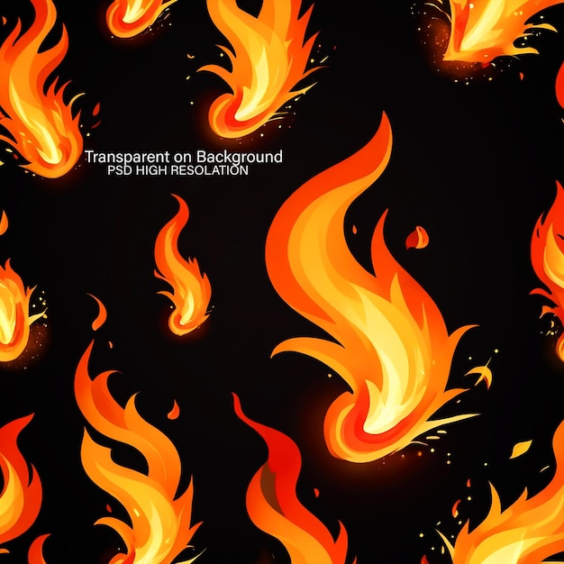 PSD a fire with the word fire on it on transparent background