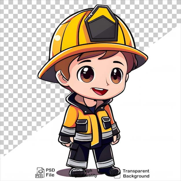 PSD firefighter cartoon image highquality png with transparent background