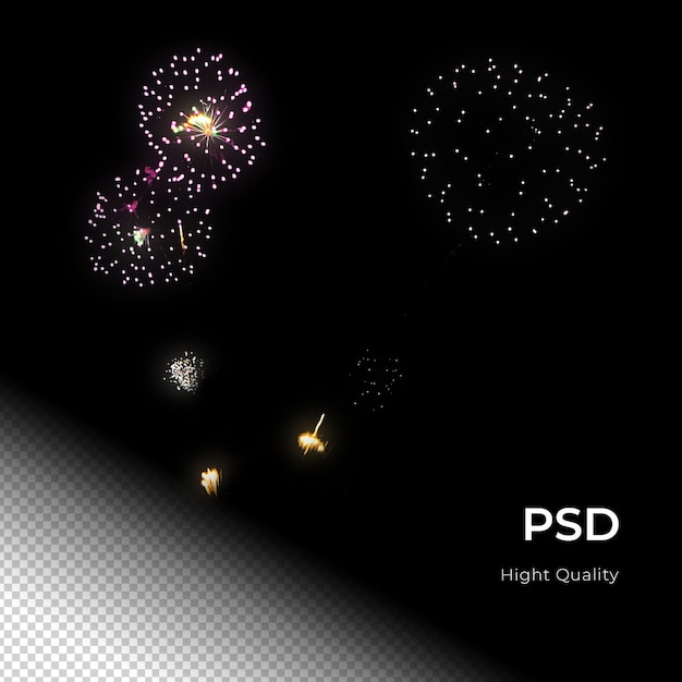 PSD fireworks celebration party happy new years png psd transfarent background