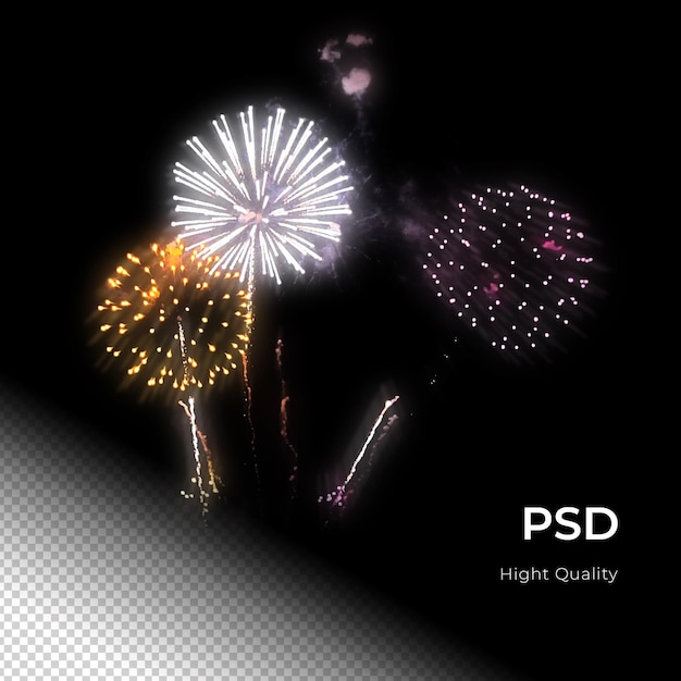 PSD fireworks celebration party happy new years png psd transfarent background