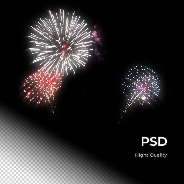 PSD fireworks celebration party happy new years png psd transfarent background