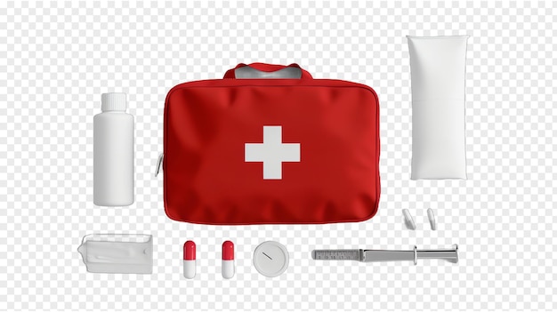 First aid kit realistic illustration isolated on transparent background