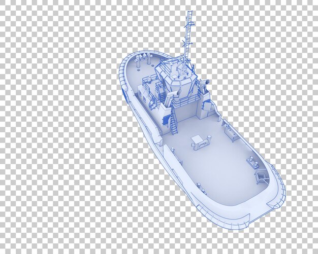 PSD fishing boat on transparent background 3d rendering illustration