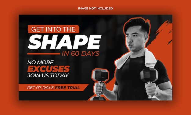 Fitness gym  youtube thumbnail and web banner template