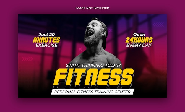 Fitness gym youtube thumbnail and web banner template