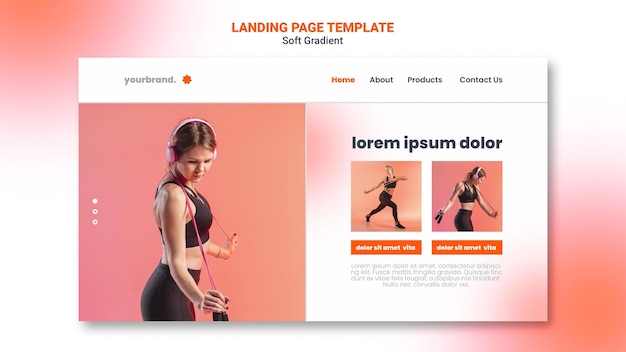 Fitness woman landing page template