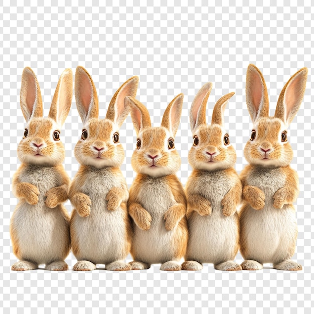 PSD five adorable bunnies