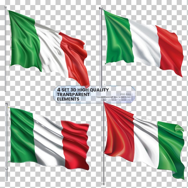 Flag of Italy Vector png isolated on transparent background