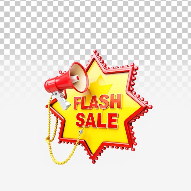 PSD flash sale png 3d render geïsoleerd op doorzichtige achtergrond