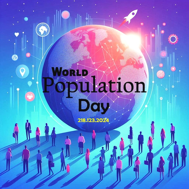 PSD flat background for world population day