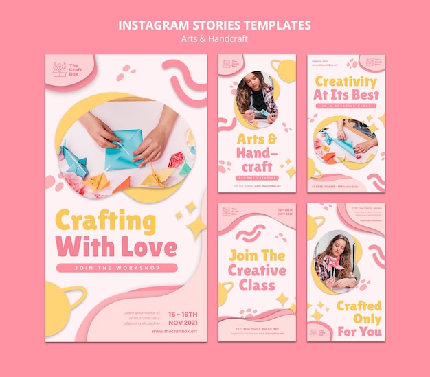 Flat design of art and handcrafts instagram storie stemplate