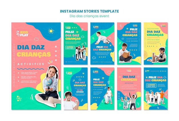 Flat design  children's days template