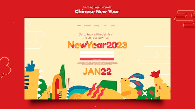 PSD flat design chinese new year template