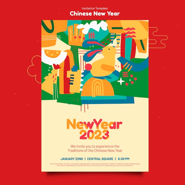 Flat design chinese new year template