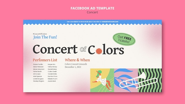 PSD flat design concert template