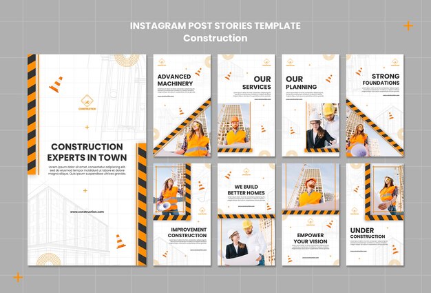 PSD flat design construction template