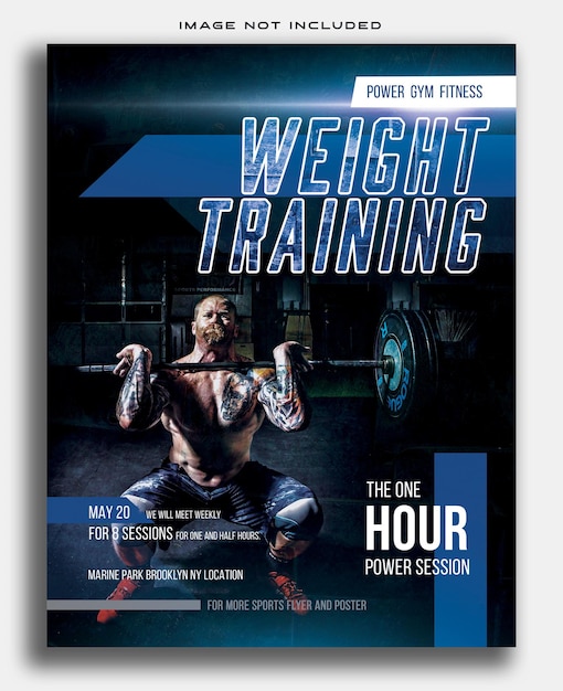 PSD flat design fitness and gym poster template