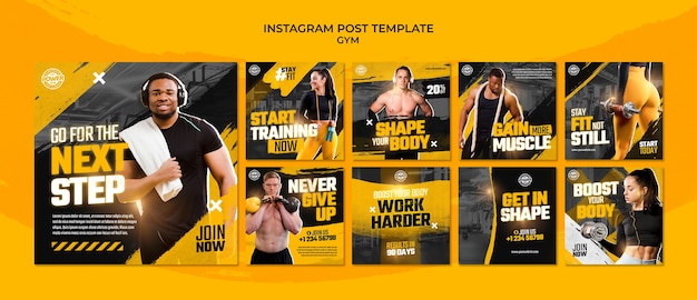 Flat design fitness and gym template