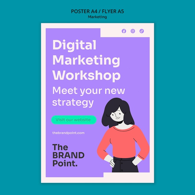 PSD flat design marketing template