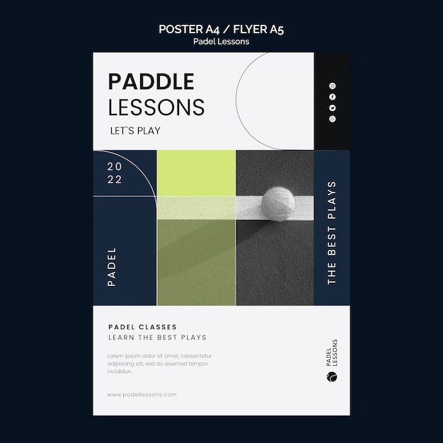 PSD flat design padel lessons template