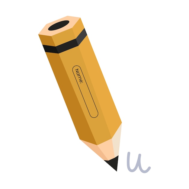 PSD flat design pencil  illustration