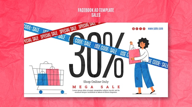 Flat design sales discount facebook sjabloon