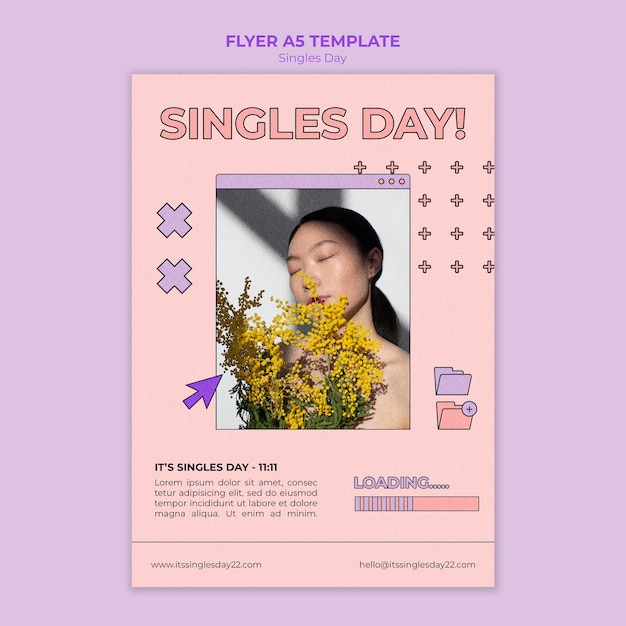 Flat design singles day template