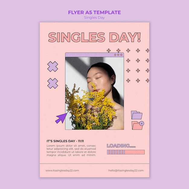 PSD flat design singles day template