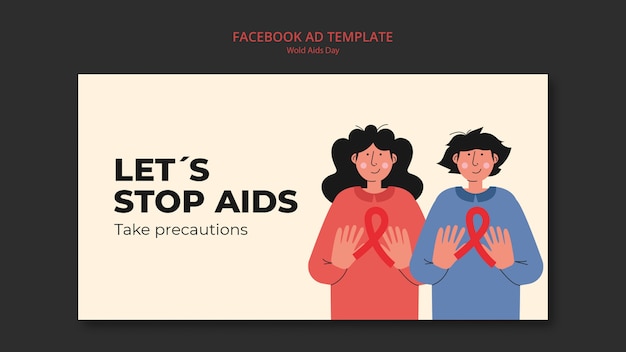 PSD flat design world aids day template