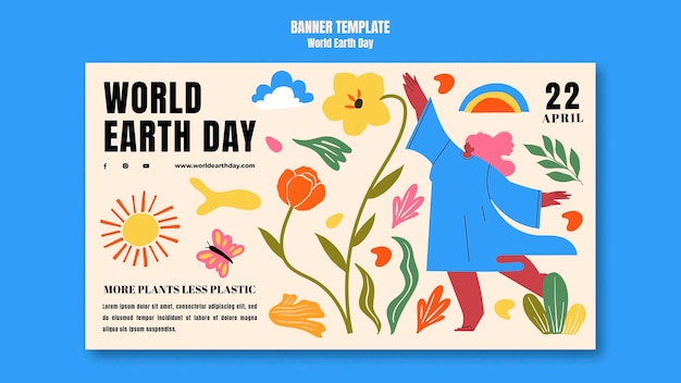 Flat design world earth day banner template