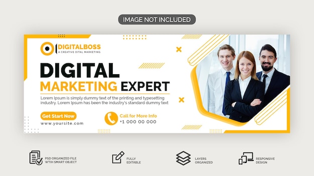 PSD flat digital marketing facebook cover banner template