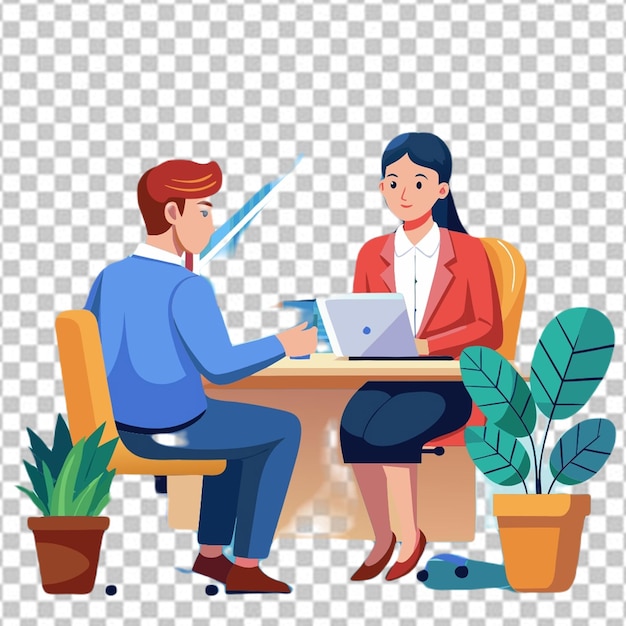 PSD flat illustration an manager conducting a job on white background