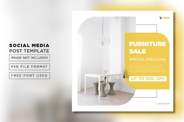 Flat instagram flyer for interior sales post template Premium PSD