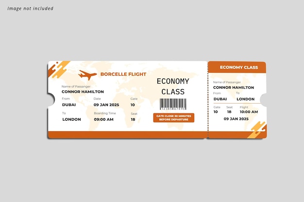 PSD flight ticket mockup