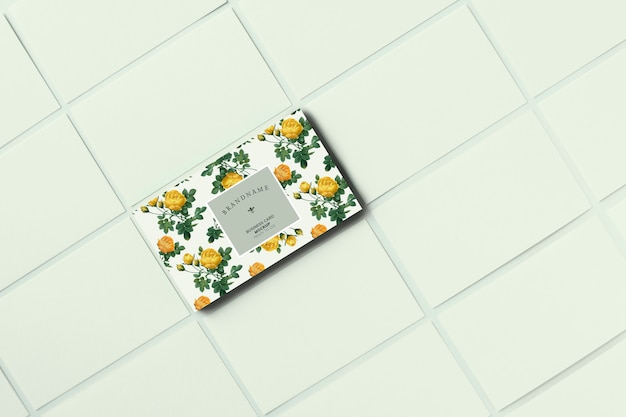 PSD floral business card template mockup