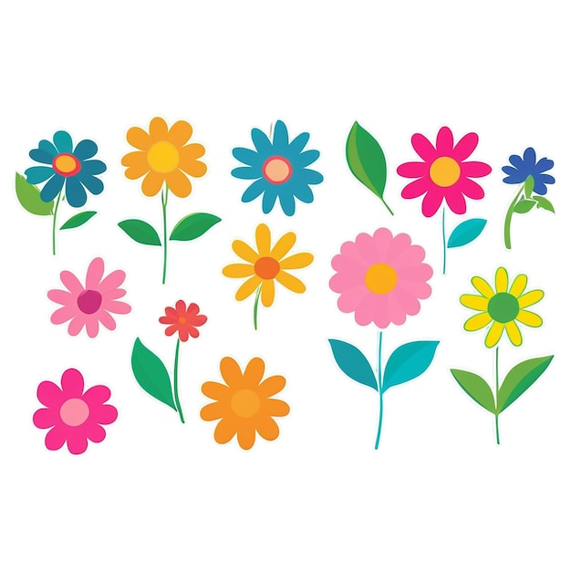 PSD floral cute sticker isolated on transparent background