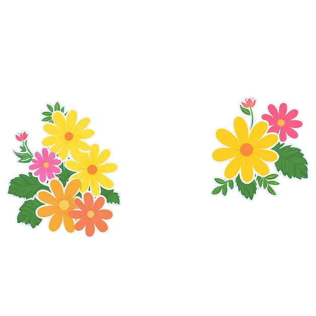 PSD floral cute sticker isolated on transparent background