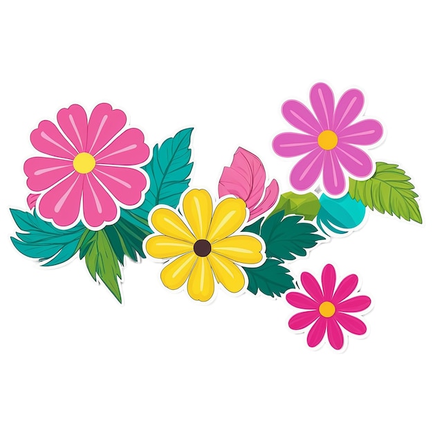 PSD floral cute sticker isolated on transparent background