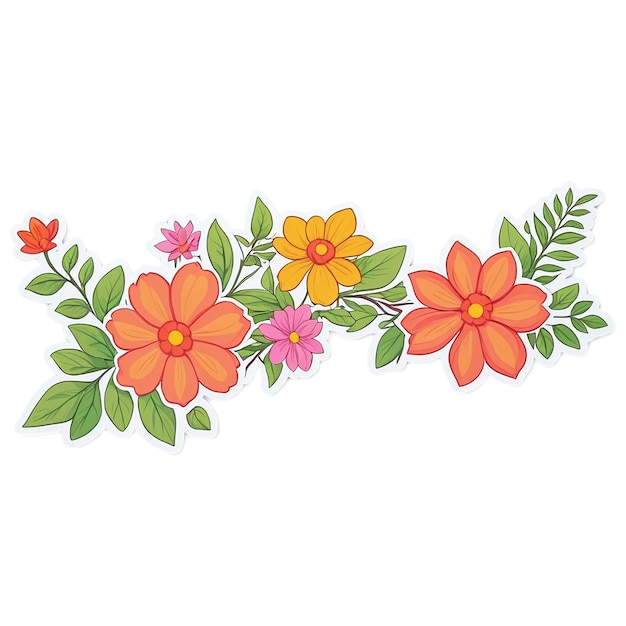 PSD floral cute sticker isolated on transparent background