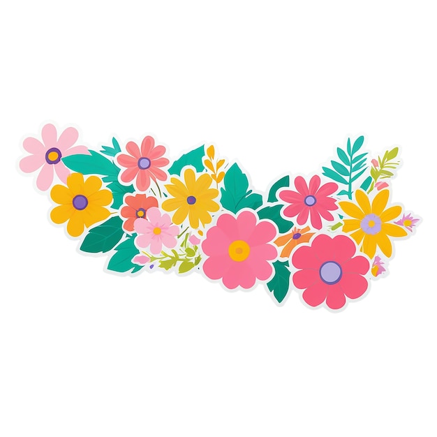 PSD floral cute sticker isolated on transparent background